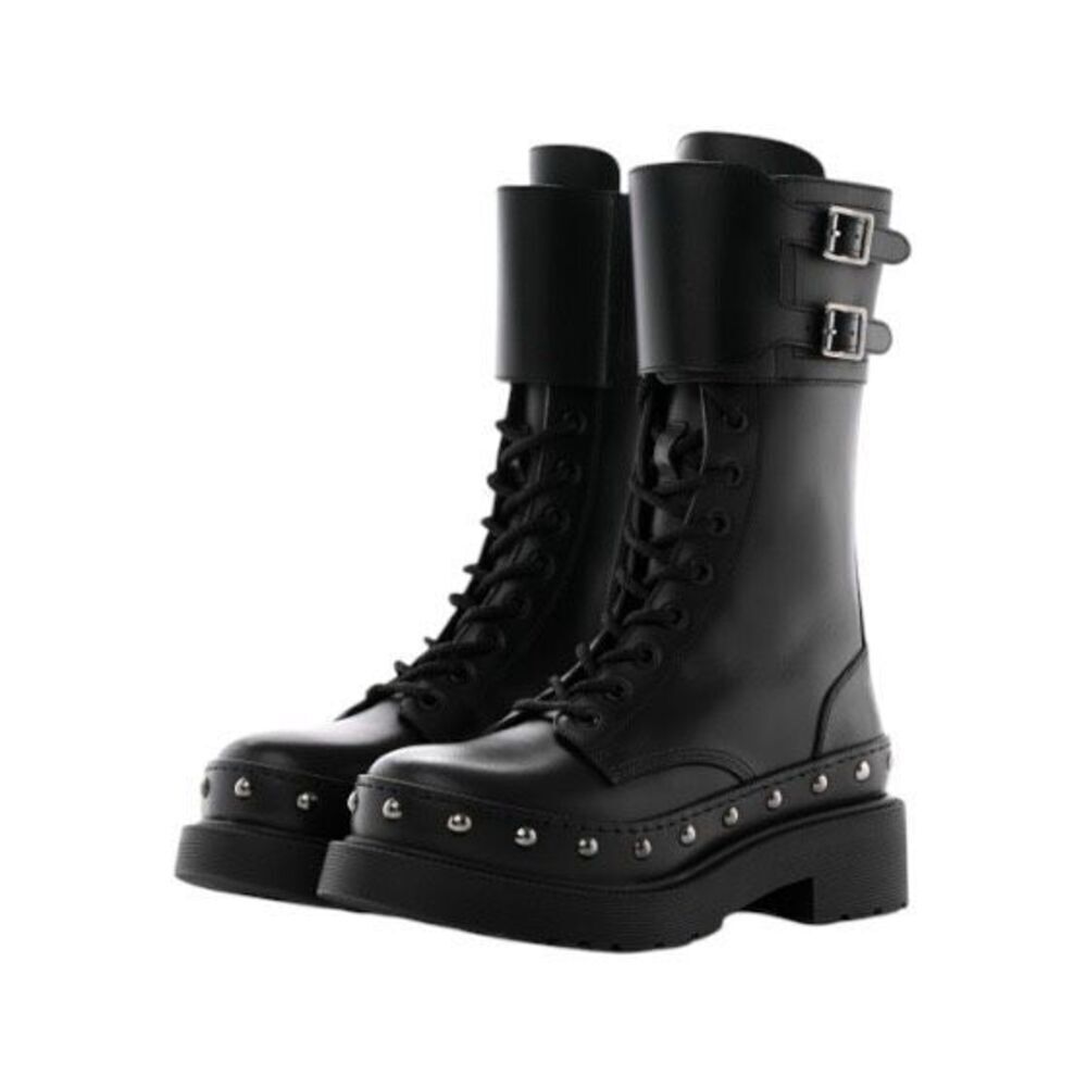 CHRISTIAN DIOR DIORQUAKE Calfskin Combat Boot in Black Size 8.5 US